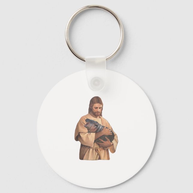 Chaveiro Jesus Segurando Moo Deng Tank Topo (Frente)