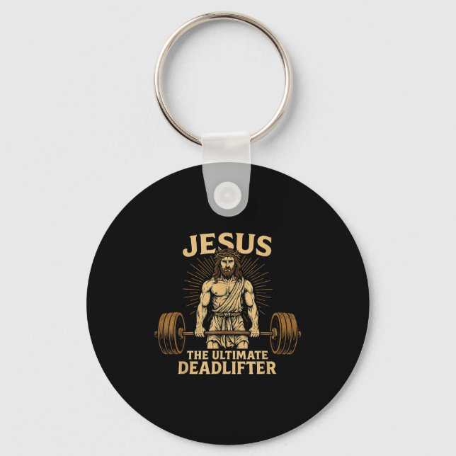 Chaveiro Jesus The Deadlifter Christian Fitness  (Frente)