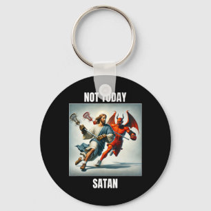 Chaveiro Jesus Vs Satã Jogando Lacrosse - Não Hoje Satã