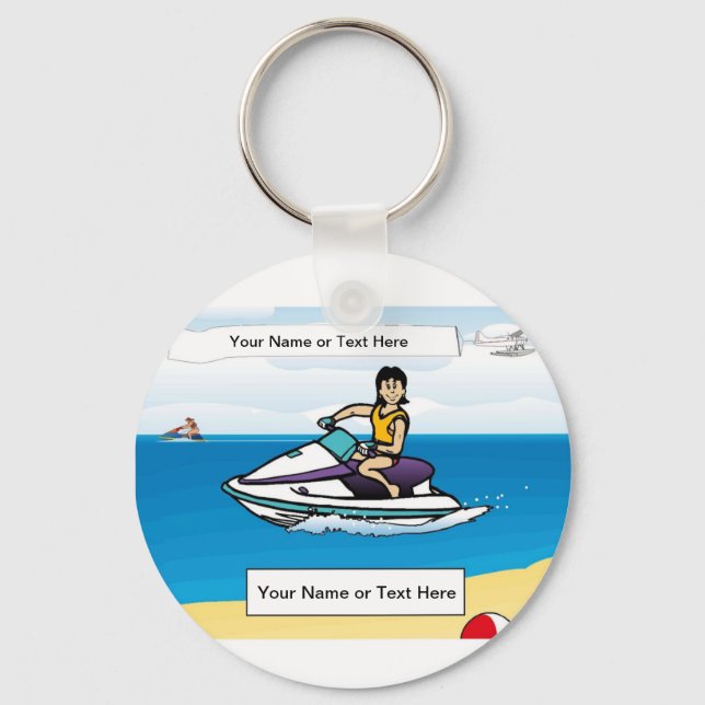 Chaveiro Jet Ski Personalizado - Cartoon Feminino de Dois T (Frente)