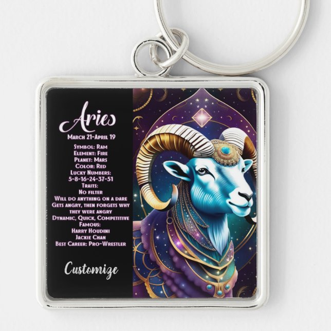 Chaveiro Jewel Galaxy Aries personalizado (Frente)