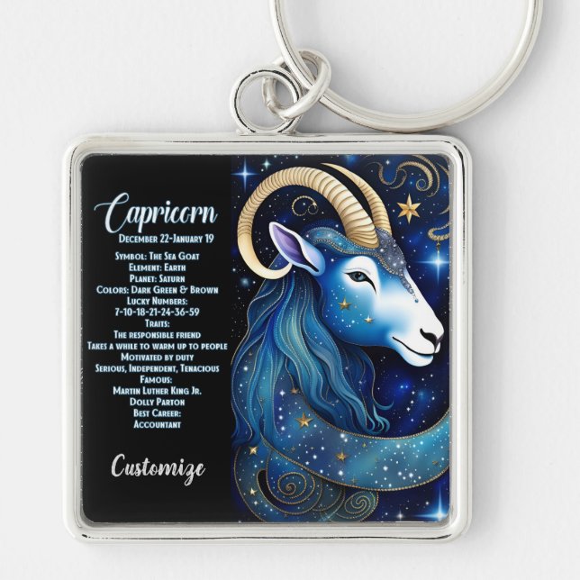 Chaveiro Jewel Galaxy Zodiac Capricórnio Personalizado (Frente)