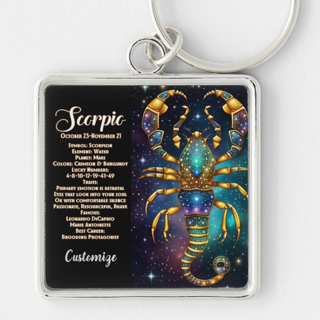Chaveiro Jewel Galaxy Zodiac Scorpio Personalizado (Frente)
