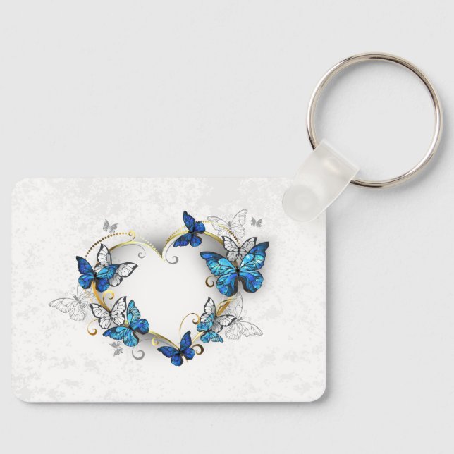 Chaveiro Jewelry Heart with Butterflies Morpho (Frente)