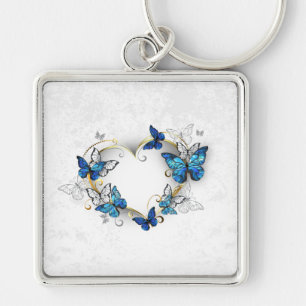 Chaveiro Jewelry Heart with Butterflies Morpho
