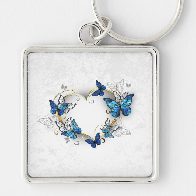 Chaveiro Jewelry Heart with Butterflies Morpho (Frente)