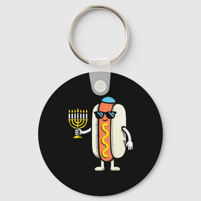 Chaveiro Jewish Pjs Hotdog Funny Food Hanukkah Pajamas Chan (Frente)