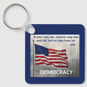 Chaveiro JFK Cotação Democracia Design de Bandeira American