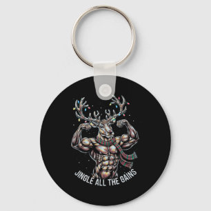 Chaveiro Jingle All Gains Christmas Reindeer Gym Workou