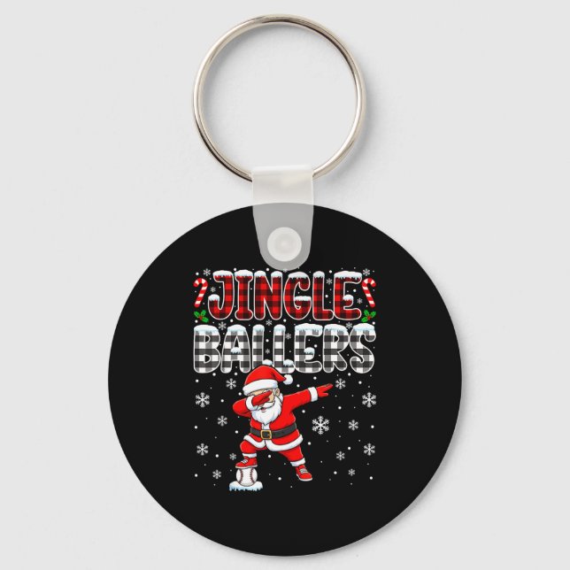 Chaveiro Jingle Ballers Plaid Santa Dabbing Baseball Christ (Frente)