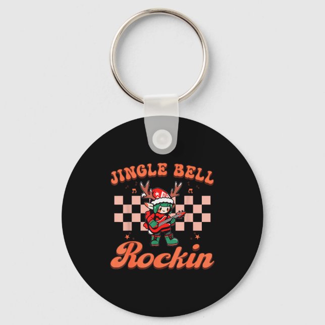 Chaveiro Jingle Bell Rocking Christmas Elf Rock N Roll Guit (Frente)