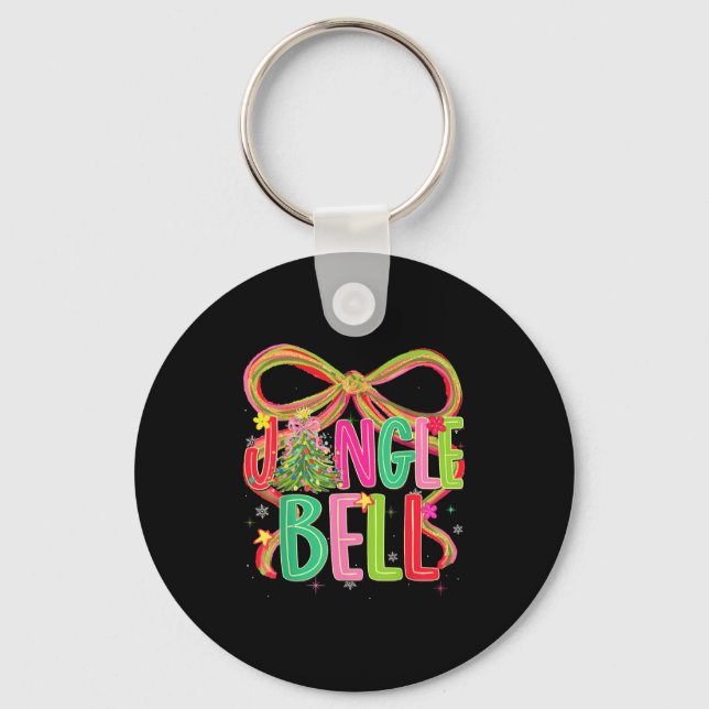 Chaveiro Jingle Bells Coquette Bow Merry Christmas Tree Gir (Frente)