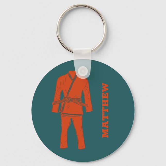 Chaveiro Jiu Jitsu BJJ Gi Teal Personalizado Keych (Frente)