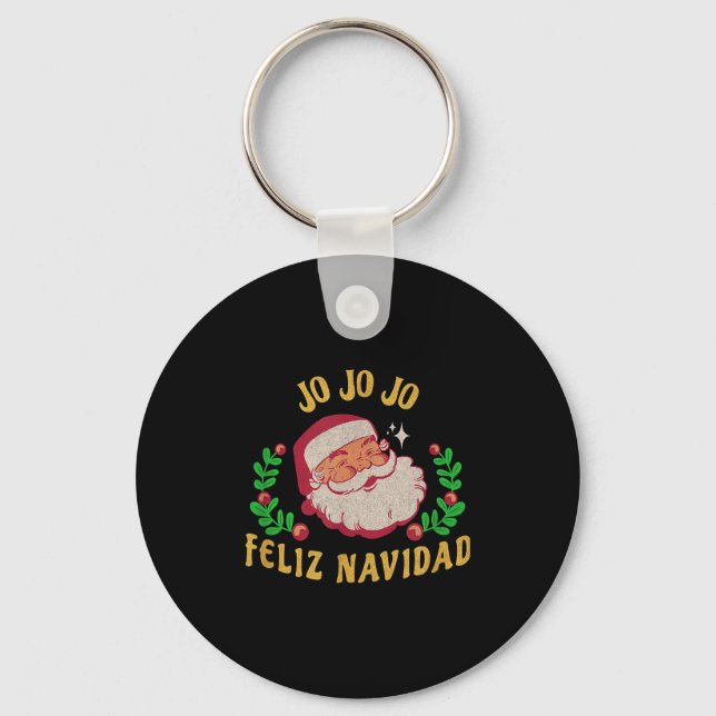 Chaveiro Jo Jo Jo Feliz Navidad Santa Christmas In Spanish  (Frente)