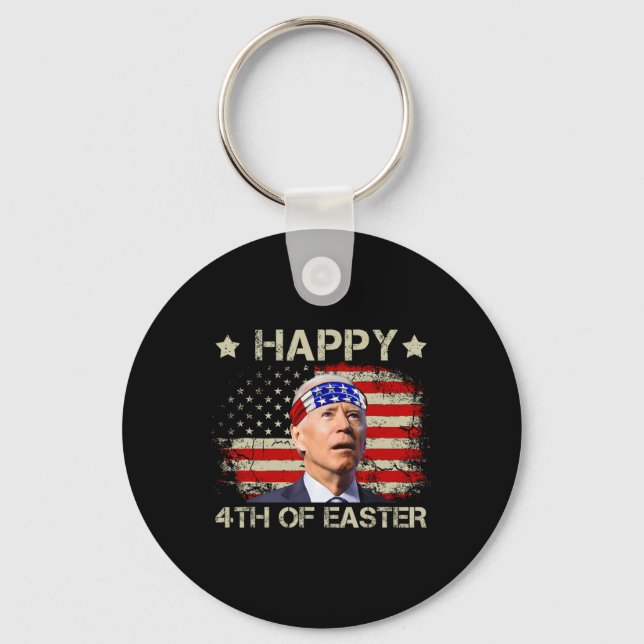 Chaveiro Joe Biden engraçado 4 de julho Feliz 4 de Páscoa E (Frente)