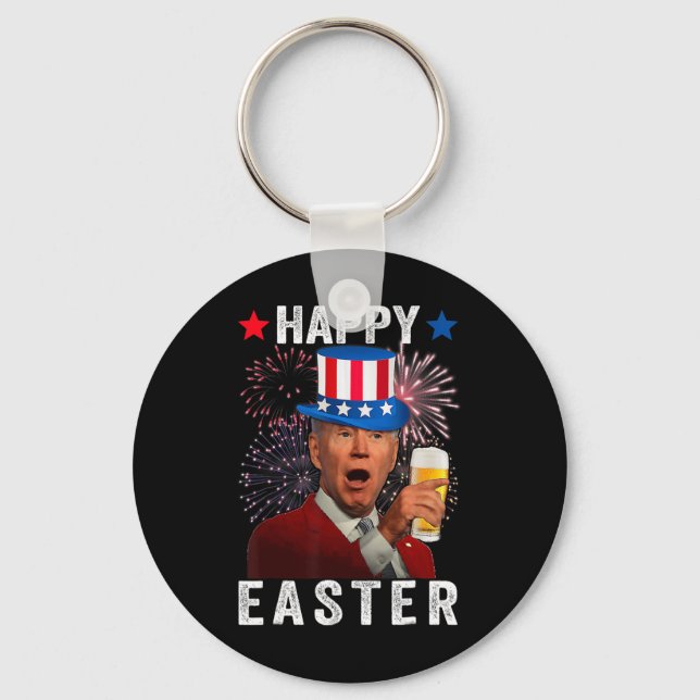Chaveiro Joe Biden engraçado confunde Páscoa feliz com 4 de (Frente)