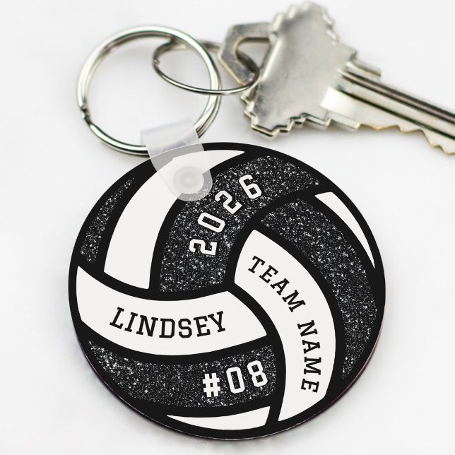Chaveiro Jogador da Equipe de Voleibol - Leitura Negra (Volleyball Team Player Black Glitter Keychain
)