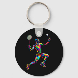 Chaveiro Jogador de Badminton Colorido Arte Pop Lançador de