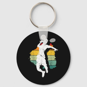 Chaveiro Jogador de Badminton Retro Equipe de Badminton Pet