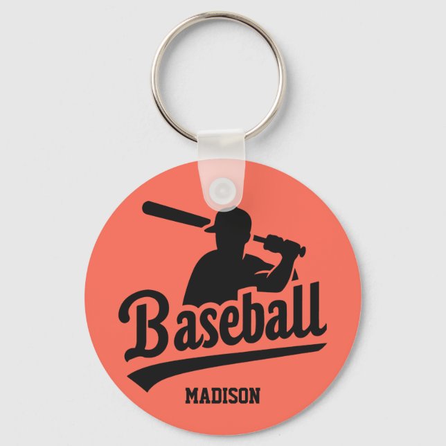 Chaveiro Jogador de Baseball de Nome e Cores Personalizado (Frente)