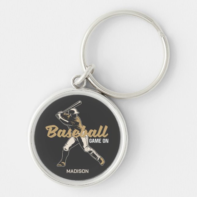 Chaveiro Jogador de Baseball de Nome e Cores Personalizado (Frente)