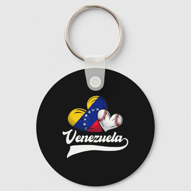 Chaveiro Jogador de Basebol Venezuela Flag Heart Ba (Frente)