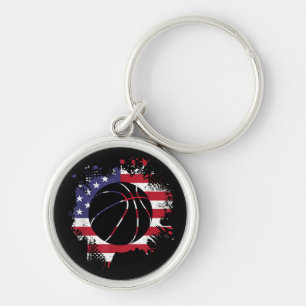 Chaveiro Jogador de Basquete com Bandeira Americana 