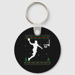 Chaveiro Jogador de basquete Dunking Xmas Ugly Basball Chr