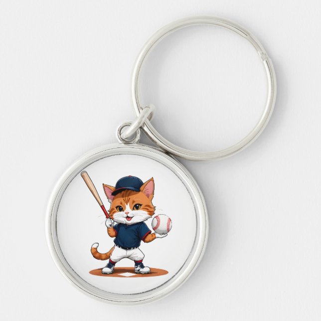Chaveiro Jogador de beisebol gato (Frente)