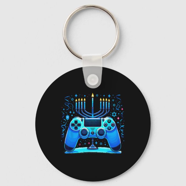 Chaveiro Jogador de Console de Vídeo Game Judaico Hanukkah  (Frente)