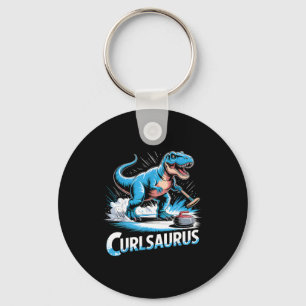 Chaveiro Jogador de curling no gelo dinossauro t-rex curlin