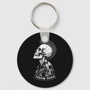 Chaveiro Jogador de Disc Golf Punk Rock Caveira Mohawk Arre