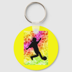 Chaveiro Jogador de futebol & mosaico fluorescente