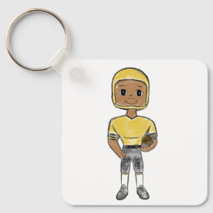 Chaveiro jogador de futebol retrô vintage preto amarelo sim