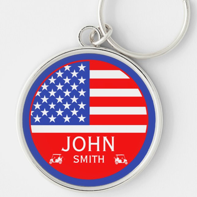 Chaveiro Jogador de golfe americano engraçado (Frente)