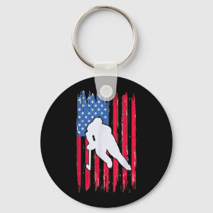 Chaveiro Jogador de hóquei da bandeira americana 4 de julho
