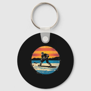 Chaveiro Jogador de Hóquei no Gelo Arte do Pôr do Sol Para