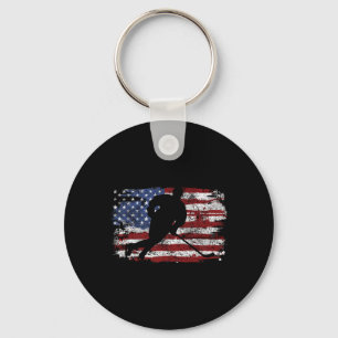 Chaveiro Jogador de Hóquei no Gelo EUA Bandeira Americana P