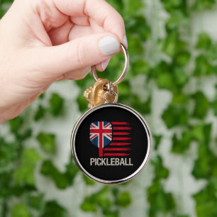 Chaveiro Jogador de Pickleball Remo Bandeira Uk 