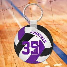 Chaveiro jogador de vôlei preto roxo, nome jersey number
