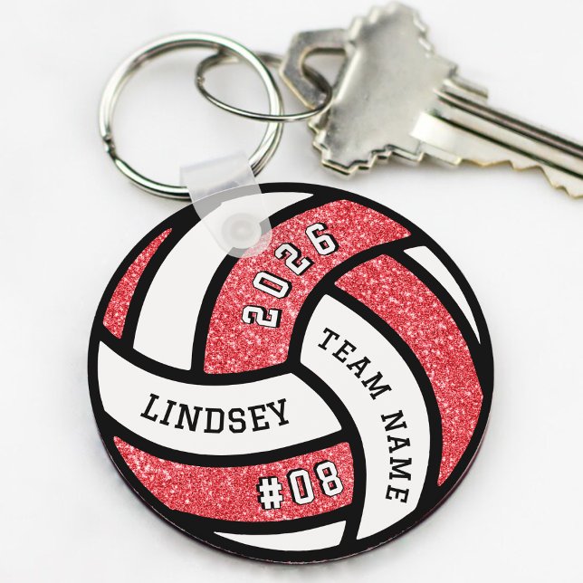 Chaveiro Jogador de Voleibol - Lingua Vermelha (Volleyball Team Player Red Glitter Keychain
)