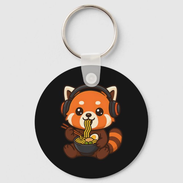 Chaveiro Jogador do Red Panda Gaming Comendo Ramen  (Frente)