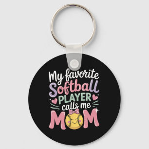 Chaveiro Jogador Favorito da Mãe de Softbol Citação Diverti