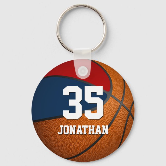Chaveiro jogadores de basquetebol com cores vermelhas e azu (Frente)