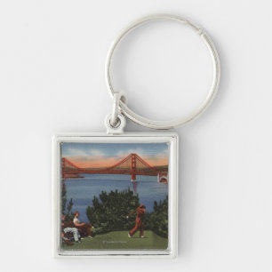 Chaveiro Jogadores de golfe com golden gate bridge no fundo