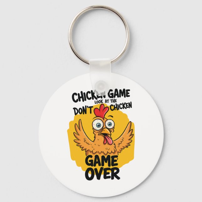 Chaveiro Jogo de frango Não olhe para o Meme de frango engr (Frente)