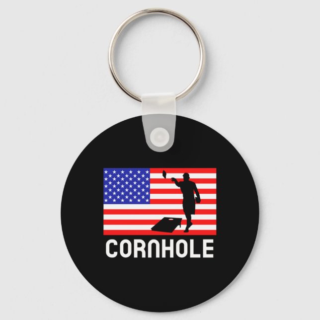 Chaveiro Jogo de Tabuleiro Cornhole Homens Mulheres Bandeir (Frente)