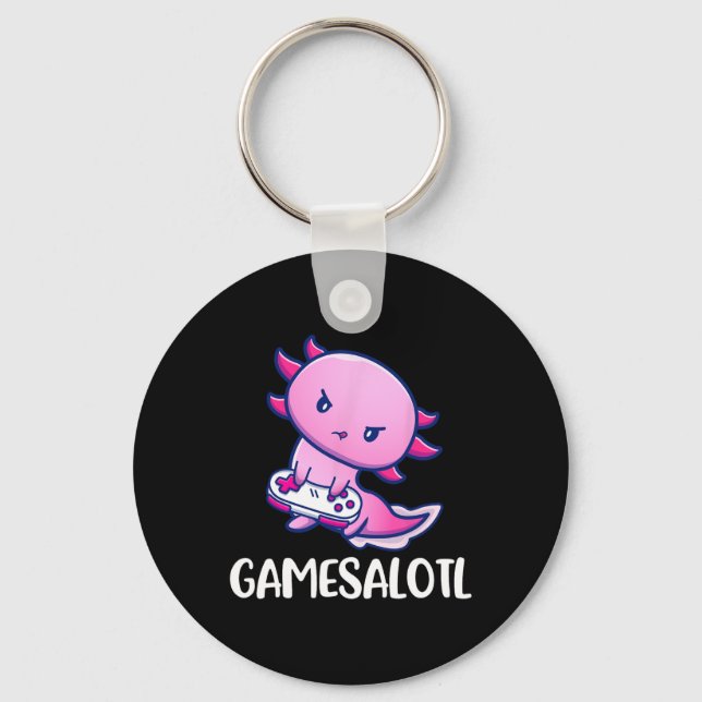 Chaveiro Jogo de Vídeo de Jogada Axolotl Cute (Frente)