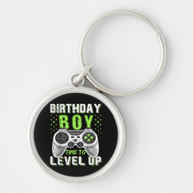 Chaveiro Jogo de Vídeo do Birthday Boy Level Up (Frente)
