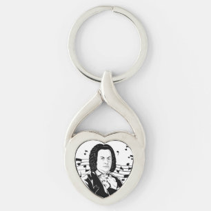 Chaveiro Johann Sebastian Bach Portrait e Bust com Notes